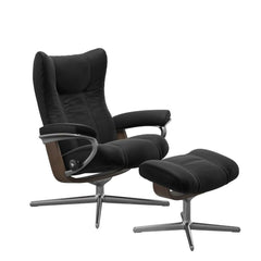 Stressless® Wing (M) Cross lænestol med skammel - Sort Batick