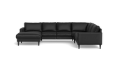 Stamford 2543 hjørnesofa med chaiselong - Madras/skai læder - Black - Venstrevendt