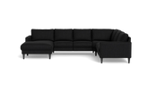 Stamford 2543 hjørnesofa med chaiselong - Vila stof - Black - Venstrevendt