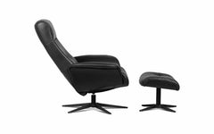 Galaxy lænestol og fodskammel i læder