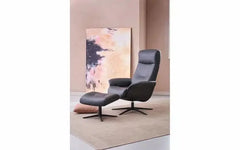 Galaxy lænestol og fodskammel i læder