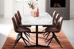 U-Design bådformet spisebord med marmorlook