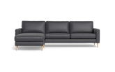Symfoni sofa med chaiselong - Smalt armlæn - Semianilin/spalt læder - Anthracite - Venstrevendt