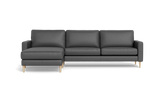 Symfoni sofa med chaiselong - Smalt armlæn - Soleda læder - Anthracite - Venstrevendt