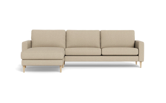 Symfoni sofa med chaiselong - Smalt armlæn - Brego stof - Beige - Venstrevendt