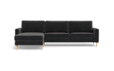 Symfoni sofa med chaiselong - Smalt armlæn - Adore velour - Anthracite - Venstrevendt