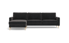 Symfoni sofa med chaiselong - Smalt armlæn - Adore velour - Anthracite - Venstrevendt