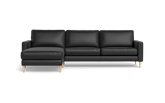 Symfoni sofa med chaiselong - Smalt armlæn - Anilux læder - Black - Venstrevendt