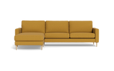 Symfoni sofa med chaiselong - Smalt armlæn - New Ocean stof - Curry - Venstrevendt