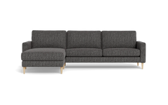 Symfoni sofa med chaiselong - Smalt armlæn - Chronotex stof - Graphite - Venstrevendt