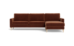 Symfoni sofa med chaiselong - Smalt armlæn - Adore velour - Copper - Højrevendt