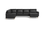 Symfoni 2019 hjørnesofa med chaiselong - bredt lige armlæn - Anilux læder - Black - Venstrevendt