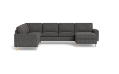 Symfoni 2019 hjørnesofa med chaiselong - bredt lige armlæn - Chronotex stof - Graphite - Venstrevendt