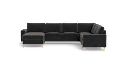 Symfoni 2019 hjørnesofa med chaiselong - bredt lige armlæn - Adore velour - Anthracite - Højrevendt