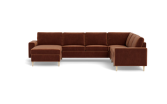 Symfoni 2019 hjørnesofa med chaiselong - bredt lige armlæn - Adore velour - Copper - Højrevendt
