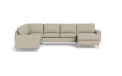 Symfoni 2019 hjørnesofa med chaiselong - bredt lige armlæn - Idaho stof - Beige - Venstrevendt