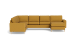 Symfoni 2019 hjørnesofa med chaiselong - bredt lige armlæn - New Ocean stof - Curry - Venstrevendt