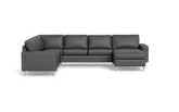 Symfoni 2019 hjørnesofa med chaiselong - bredt lige armlæn - Soleda læder - Anthracite - Venstrevendt