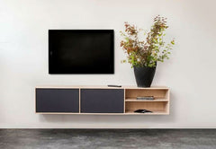 Square tv-bord i massiv eg hvidolie