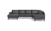 Stamford 2601 hjørnesofa med chaiselong - Semianilin/spalt læder - Anthracite - Venstrevendt