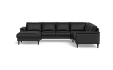 Stamford 2601 hjørnesofa med chaiselong - Madras/skai læder - Black - Venstrevendt