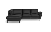 Stamford 2613 sofa med open end - Madras/skai læder - Black - Venstrevendt