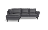 Stamford 2613 sofa med open end - Semianilin/spalt læder - Anthracite - Venstrevendt