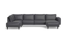 Solution 2701 sofa med chaiselong og open end - Semianilin/spalt læder - Anthracite - Højrevendt