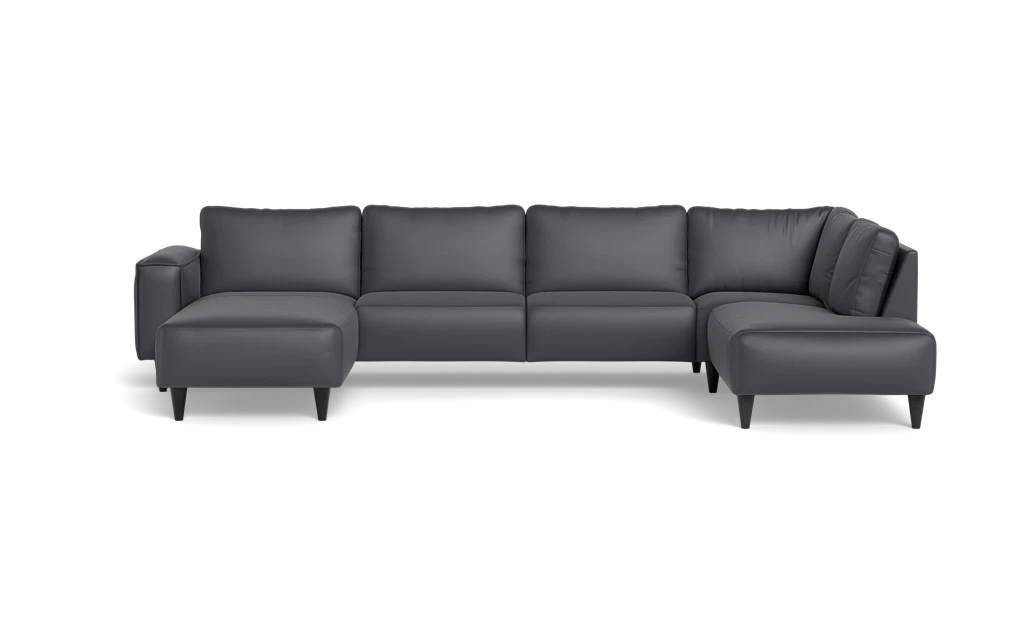 Solution 2701 sofa med chaiselong og open end - Semianilin/spalt læder - Anthracite - Venstrevendt