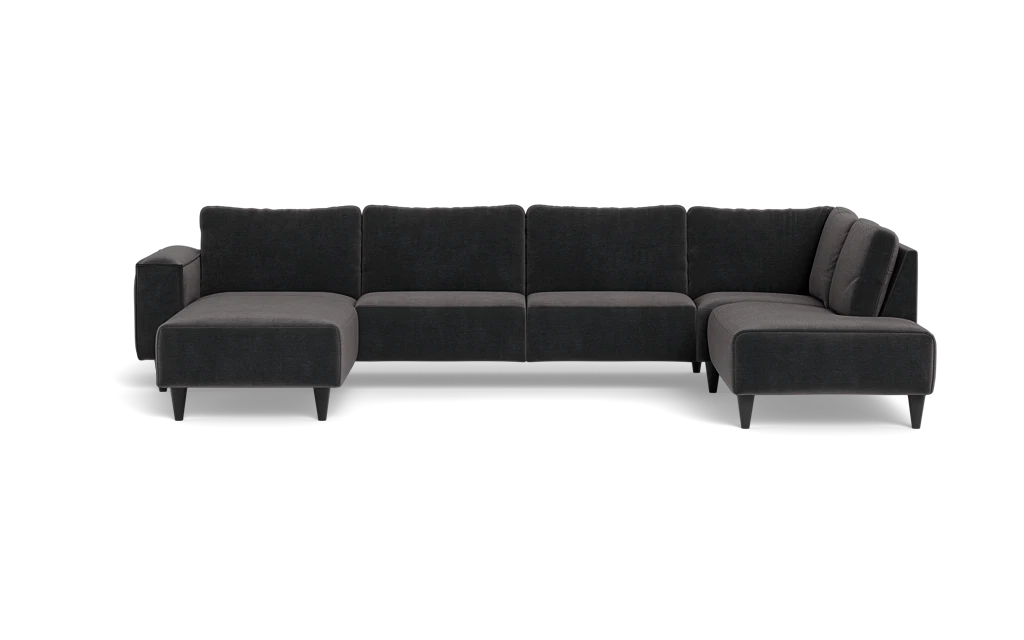 Solution 2701 sofa med chaiselong og open end - Adore velour - Anthracite - Venstrevendt