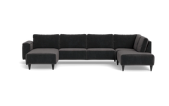 Solution 2701 sofa med chaiselong og open end - Adore velour - Anthracite - Venstrevendt