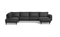 Solution 2701 sofa med chaiselong og open end - Semianilin/spalt læder - Black - Højrevendt