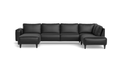 Solution 2701 sofa med chaiselong og open end - Anilux læder - Black - Venstrevendt