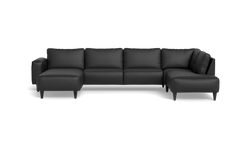 Solution 2701 sofa med chaiselong og open end - Soleda/spalt læder - Black - Venstrevendt