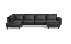 Solution 2701 sofa med chaiselong og open end - Anilux læder - Black - Højrevendt