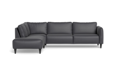 Solution 2701 sofa med open end - Semianilin/spalt læder - Anthracite - Venstrevendt