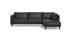 Solution 2701 sofa med open end - Semianilin/spalt læder - Black - Højrevendt
