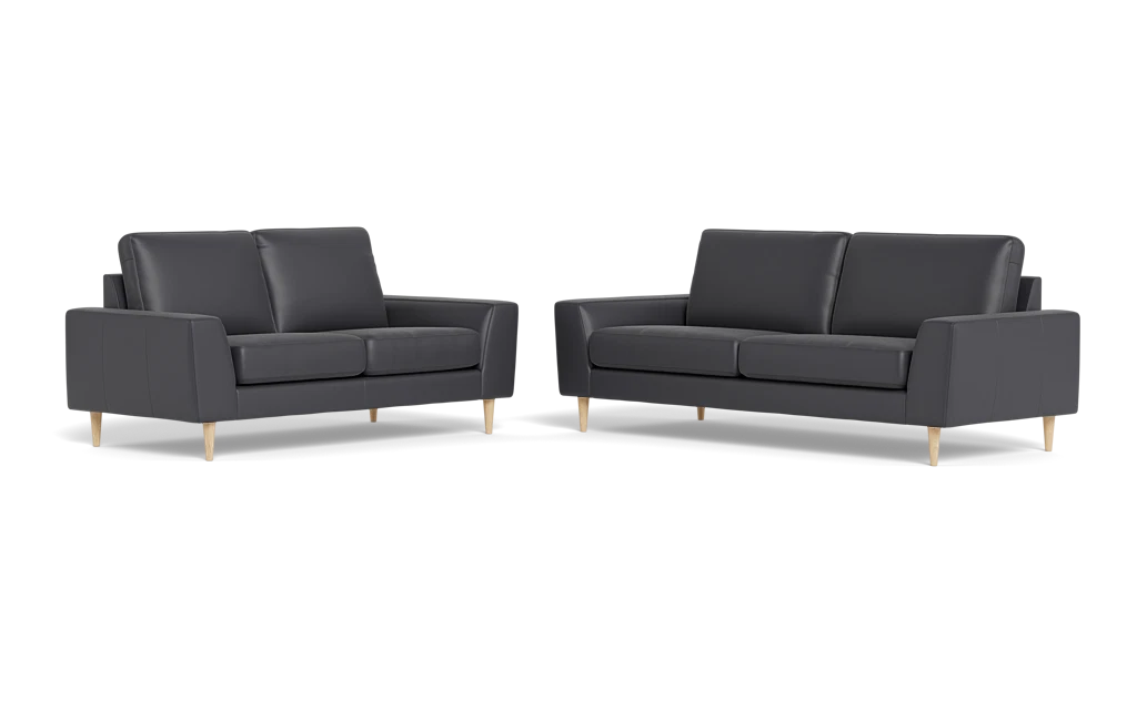 Symfoni 2018 3+2 pers. sofa - Semianilin/spalt læder - Anthracite