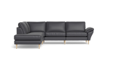 Symfoni 2018 sofa med open end - med armlæn - Semianilin/spalt læder - Anthracite - Venstrevendt
