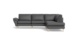 Symfoni 2018 sofa med open end - med armlæn - Soleda læder - Anthracite - Højrevendt