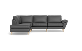 Symfoni 2018 sofa med open end - med armlæn - Soleda læder - Anthracite - Venstrevendt