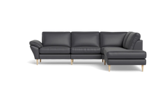 Symfoni 2018 sofa med open end - med armlæn - Semianilin/spalt læder - Anthracite - Højrevendt