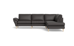 Symfoni 2018 sofa med open end - med armlæn - Soleda læder - Dark Brown - Højrevendt