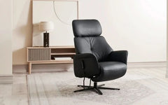 Himolla Regina 7362 lænestol med indbygget fodskammel - Læder