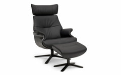 AfterWork lænestol og fodskammel med højderegulerbar nakkestøtte