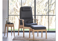 Farstrup Applaus Lænestol & fodskammel - Sort læder