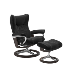 Stressless® Wing (M) Signature lænestol med skammel - Sort Paloma