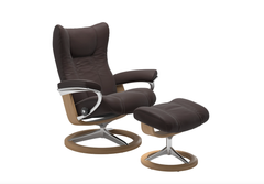 Stressless® Wing Signature lænestol & skammel - Krom