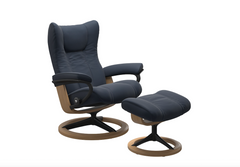 Stressless® Wing Signature lænestol & skammel - Sort stel