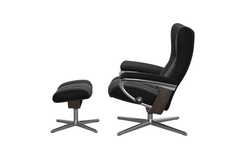 Stressless® Wing (M) Cross lænestol med skammel - Sort Batick
